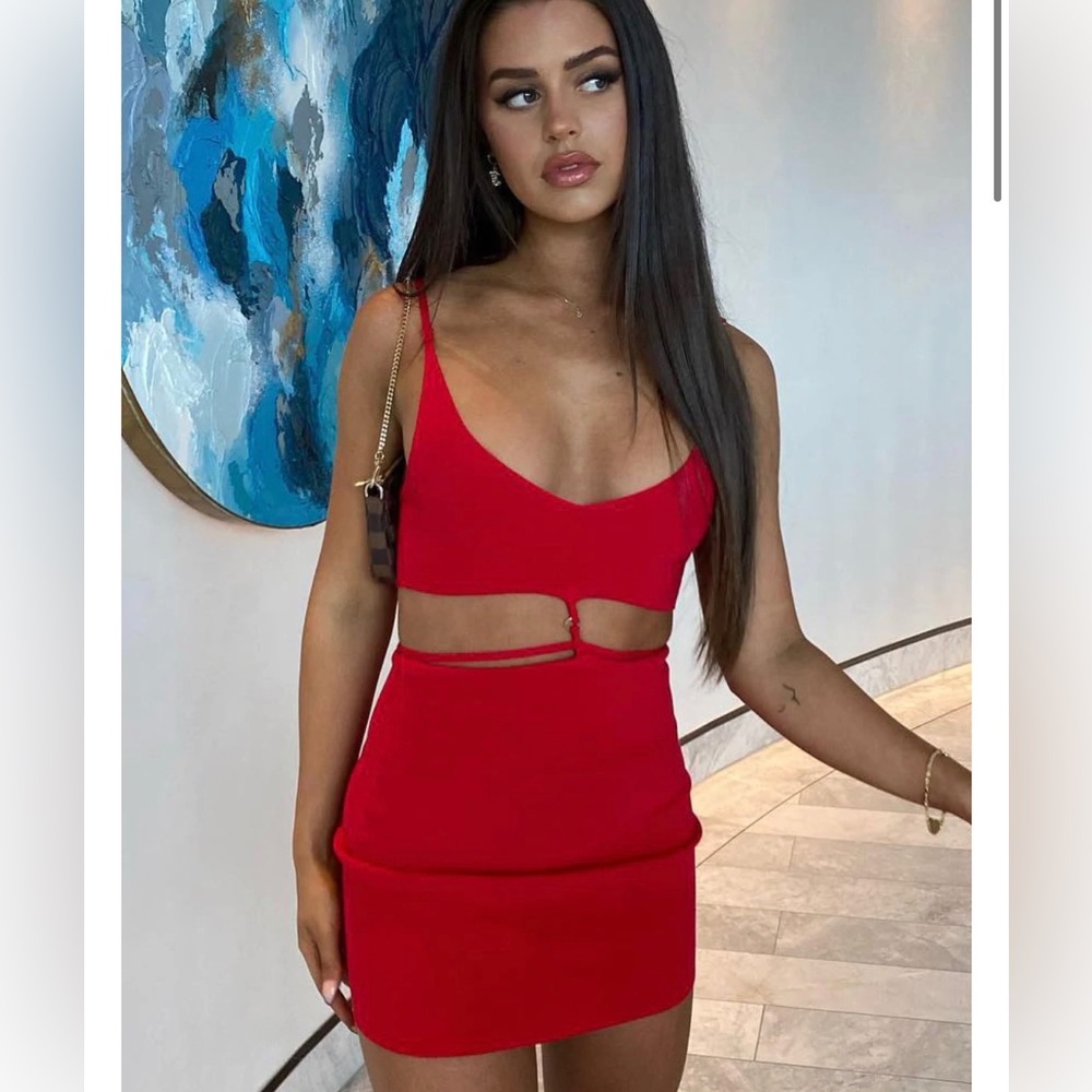 NWOT White Fox Boutique Cutout Mini Dress Red